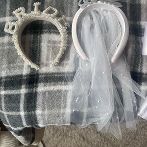 Target White Pearl 'Bride' Headband and Veil Set